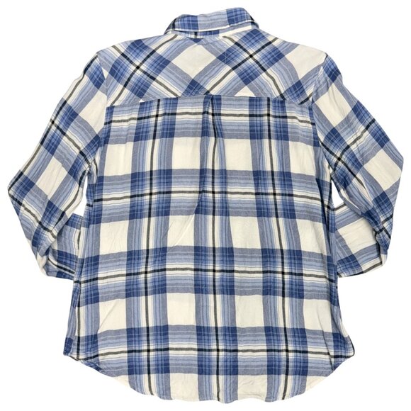 Women's RAILS Hunter Flannel Button-Up Plaid in "White Robin Navy" | Size M - Picture 4 of 10